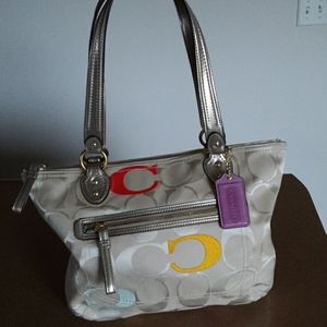 Coach purse POPPY SIGNATURE JACQUARD FABRIC